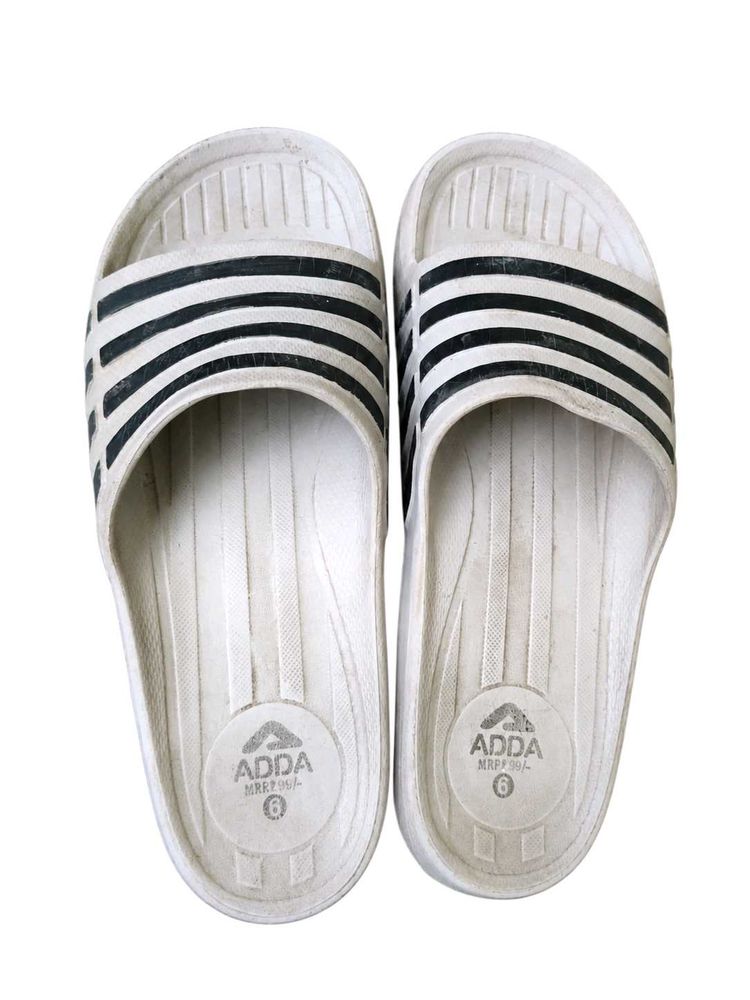 ADDA White &amp; Black Slides/Slippers |Used Condition