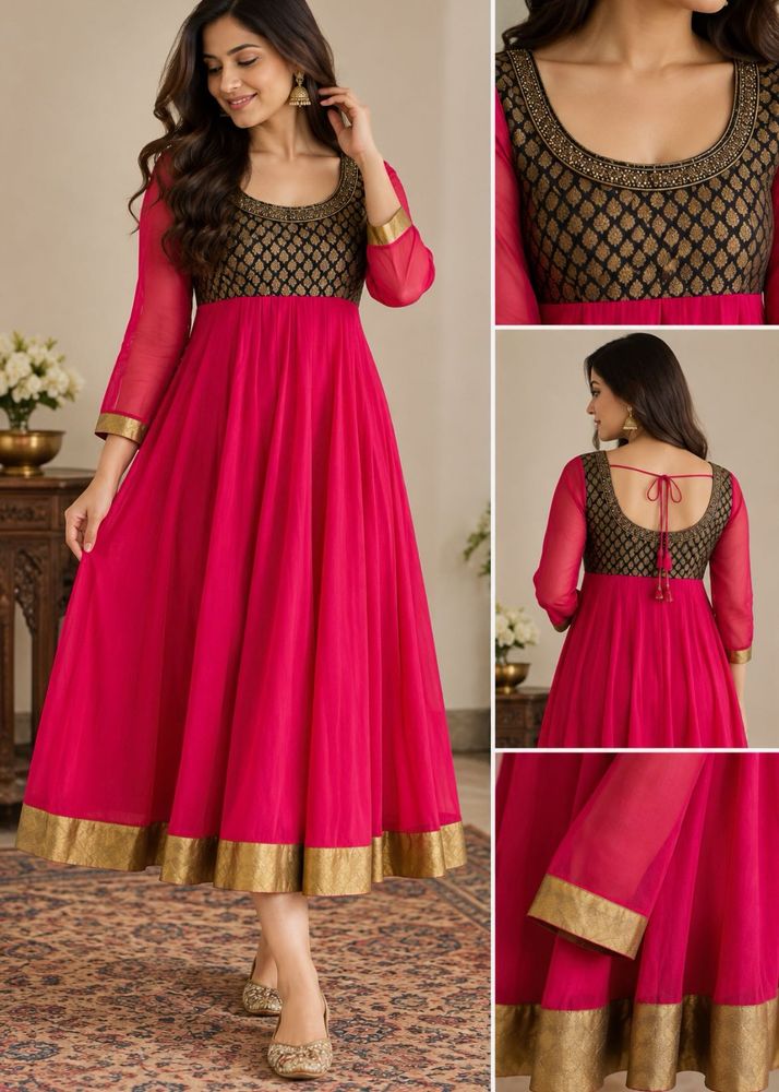 Once used Elegant Pink Anarkali Gown