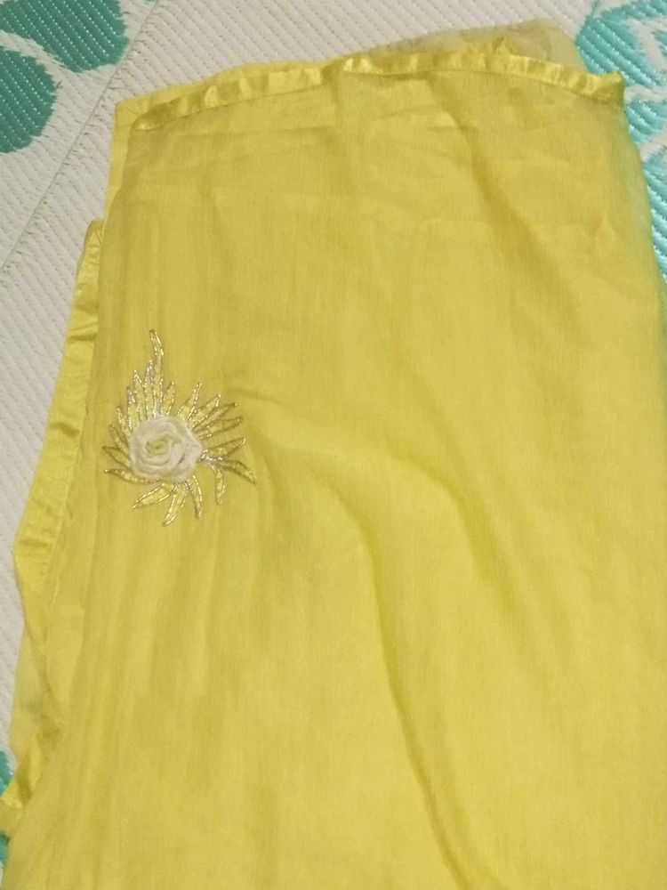 Yellow Embroidered saree