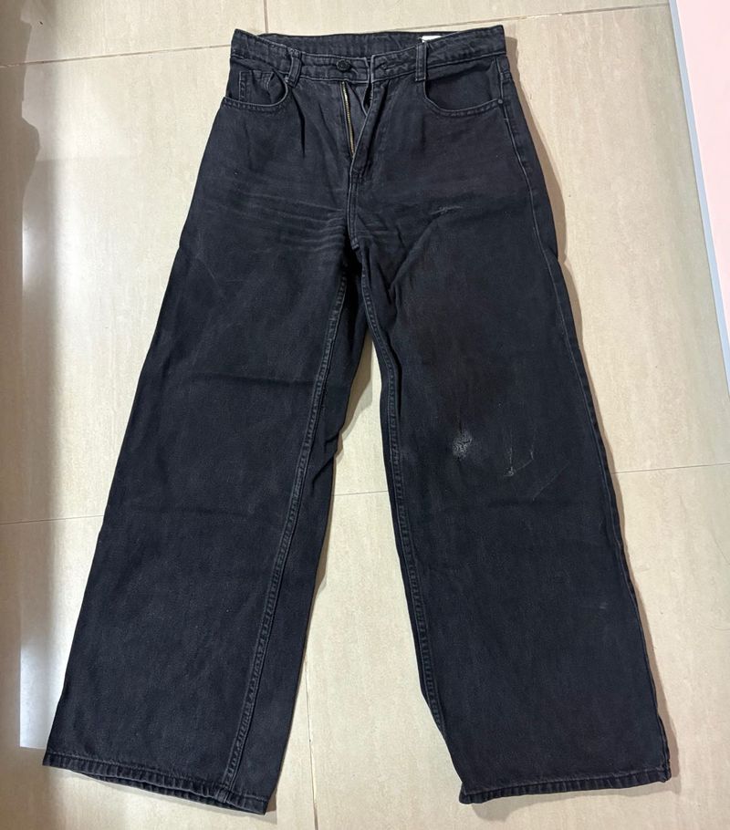 Black Wide Leg Denim Jeans