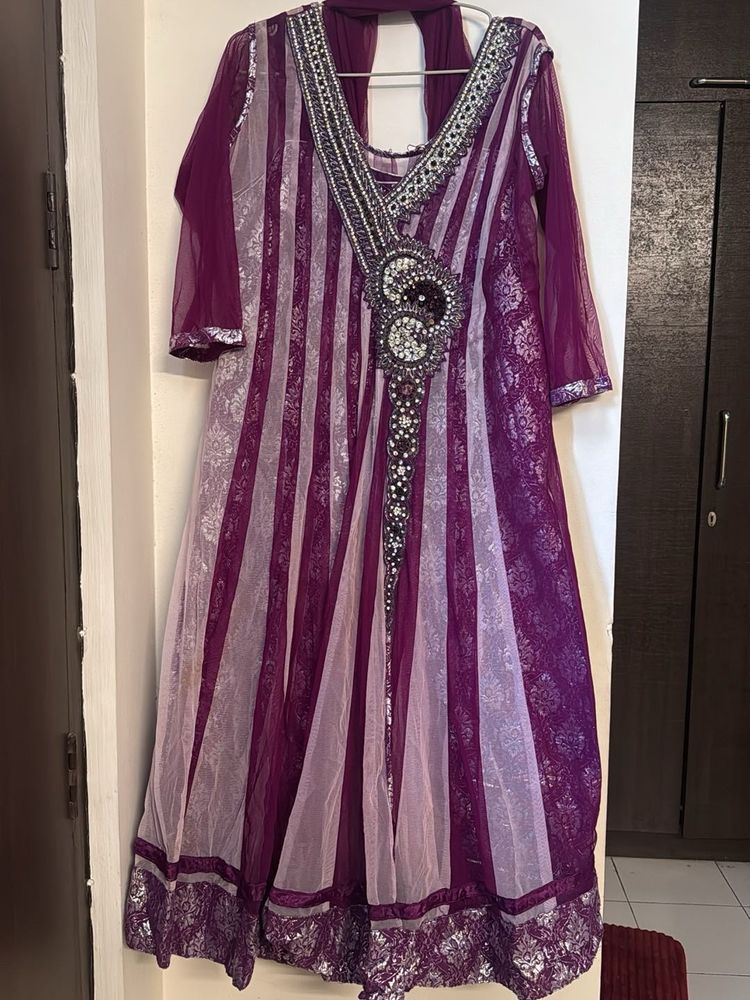 Elegant Purple Embellished Kurta Set