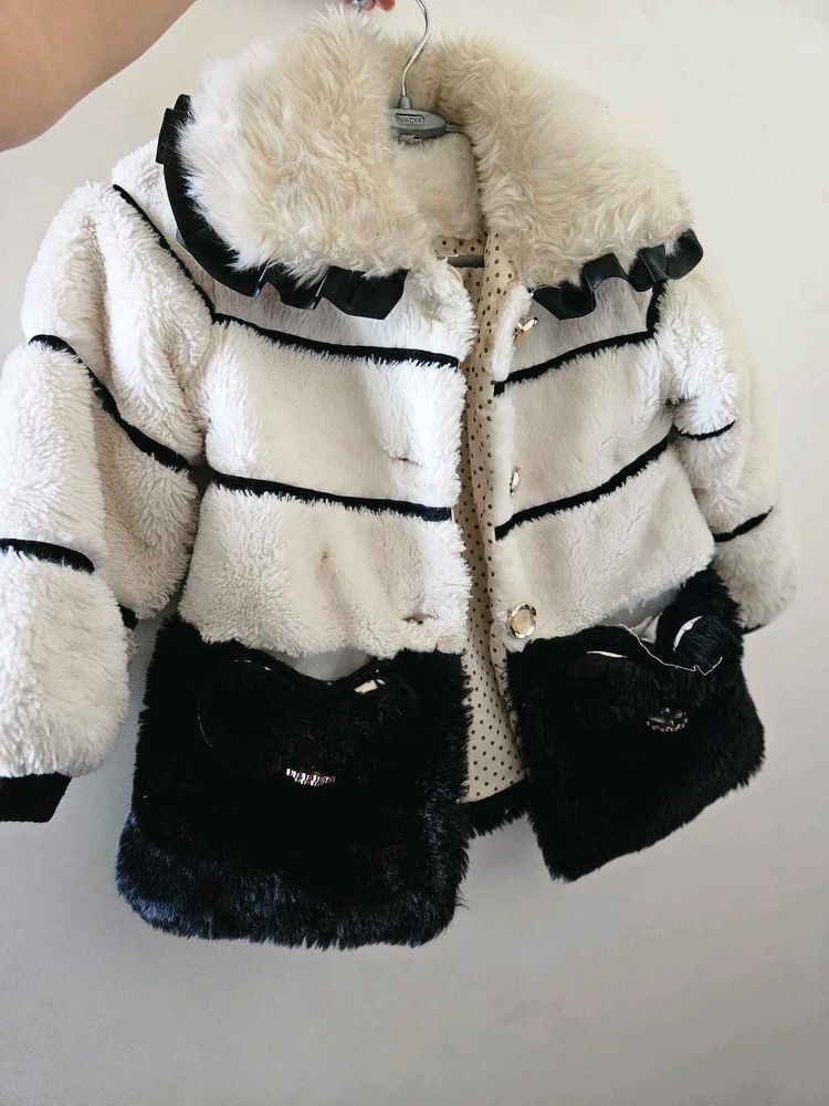 Chic Faux Fur Striped Jacket