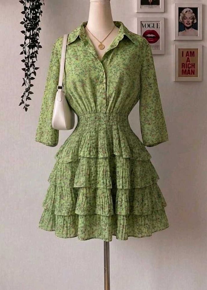 Chic Floral Print Tiered Mini Dress