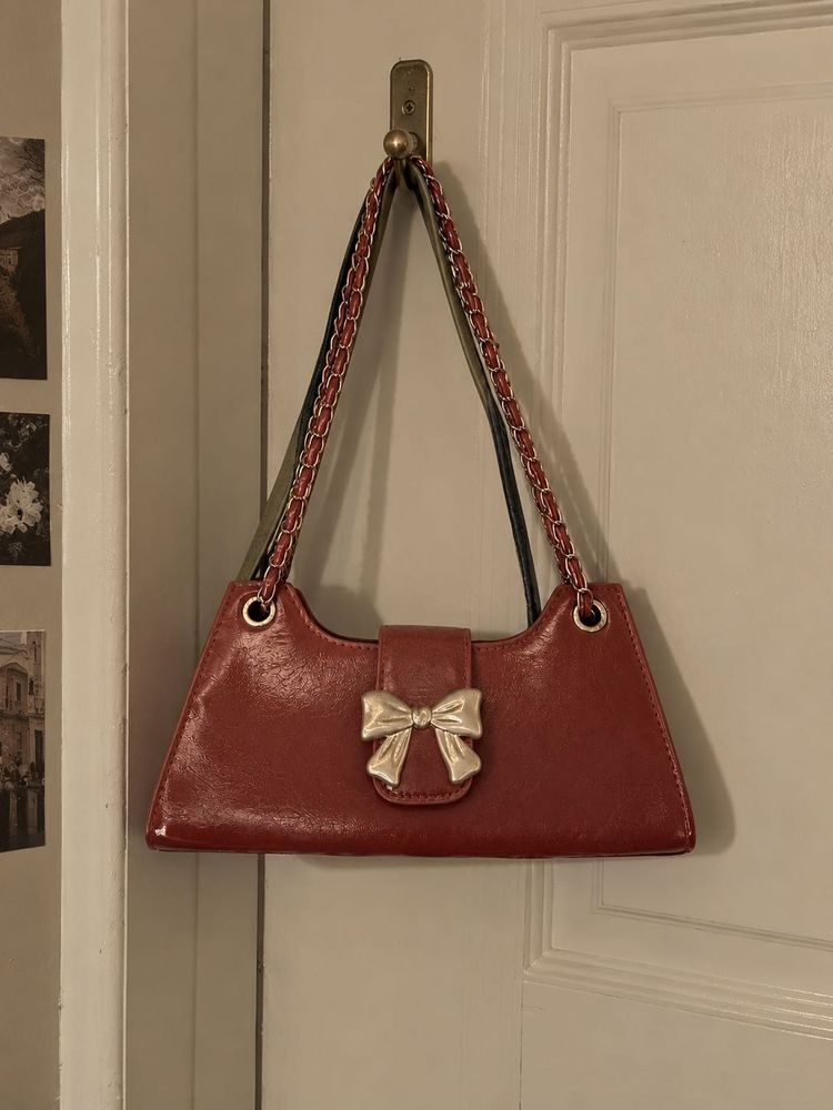 y2k vintage cherry shoulder red bow bag