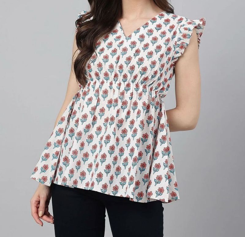 casual ruffles sleeves top