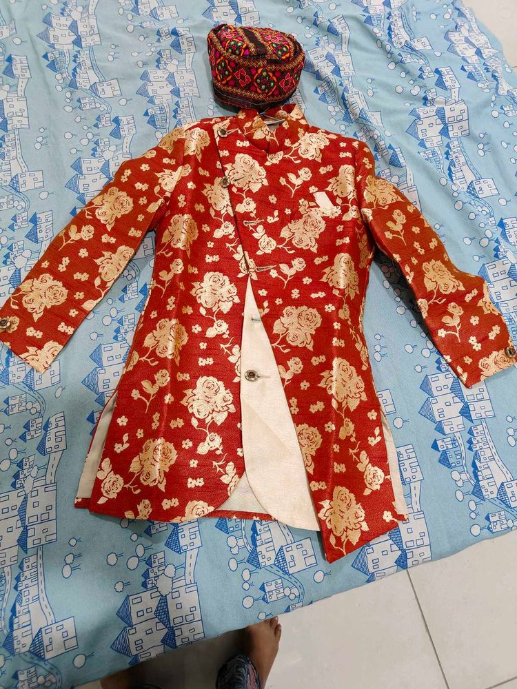 Boy's Floral ethenic wear with Cap