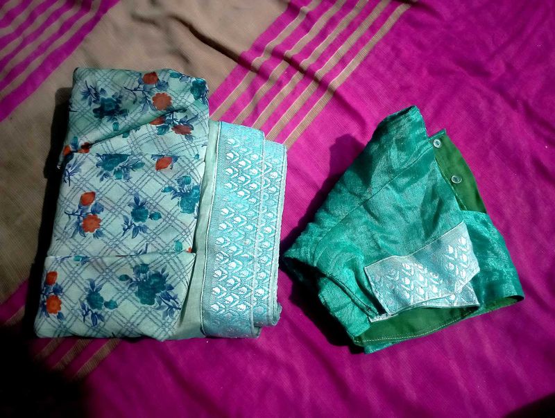 Green Floral Saree, ✨