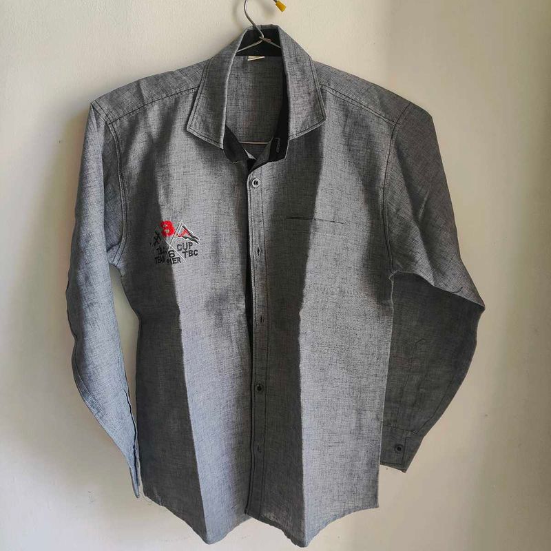 Boy's Grey Button-Up Shirt