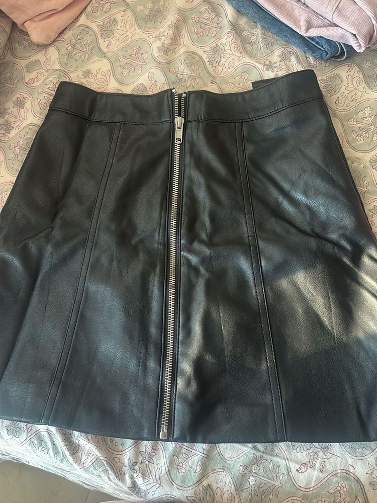 Black Faux Leather Mini Skirt