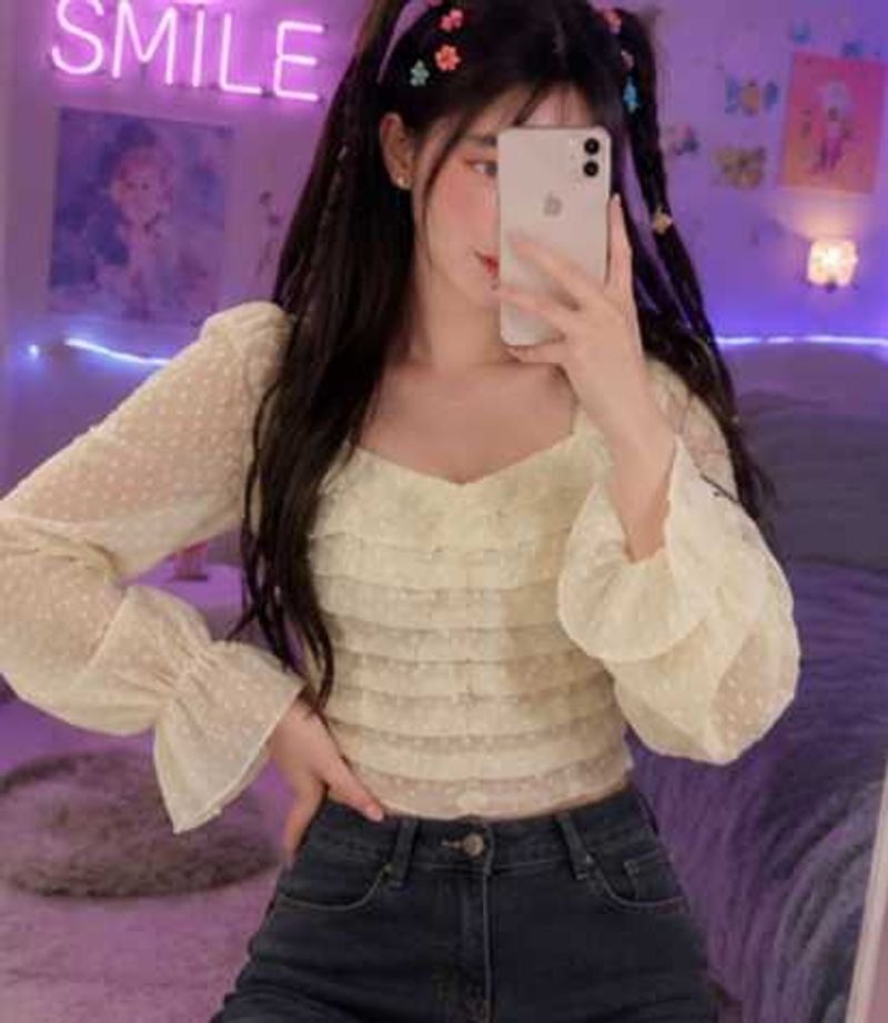 Yellow Net Crop Top