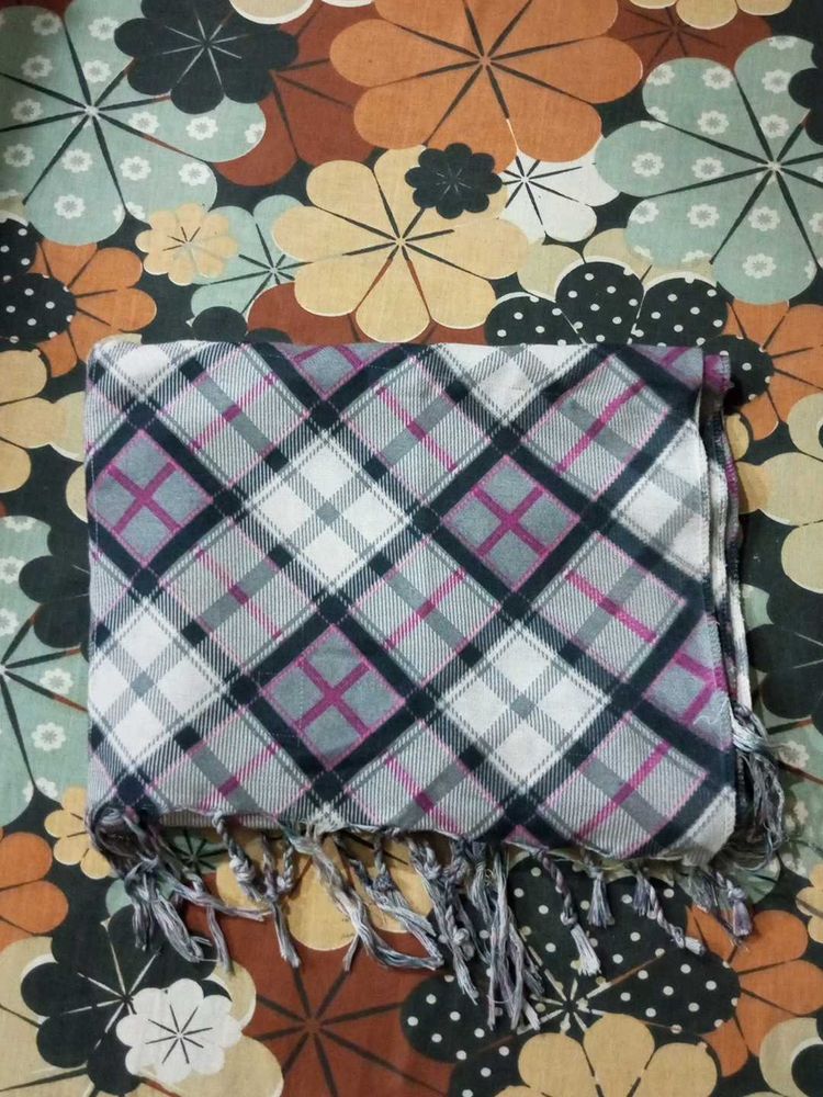 Plaid Scarf /stole with Tassels