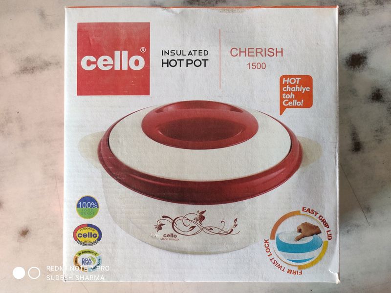 Cello Insulated Hotpot 1500ml Twist Lock And Easy