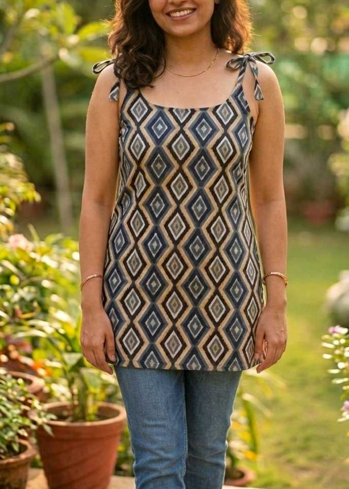 Stylish Diamond Print Mini Dress