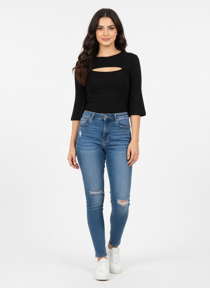 Black Cutout T-Shirt