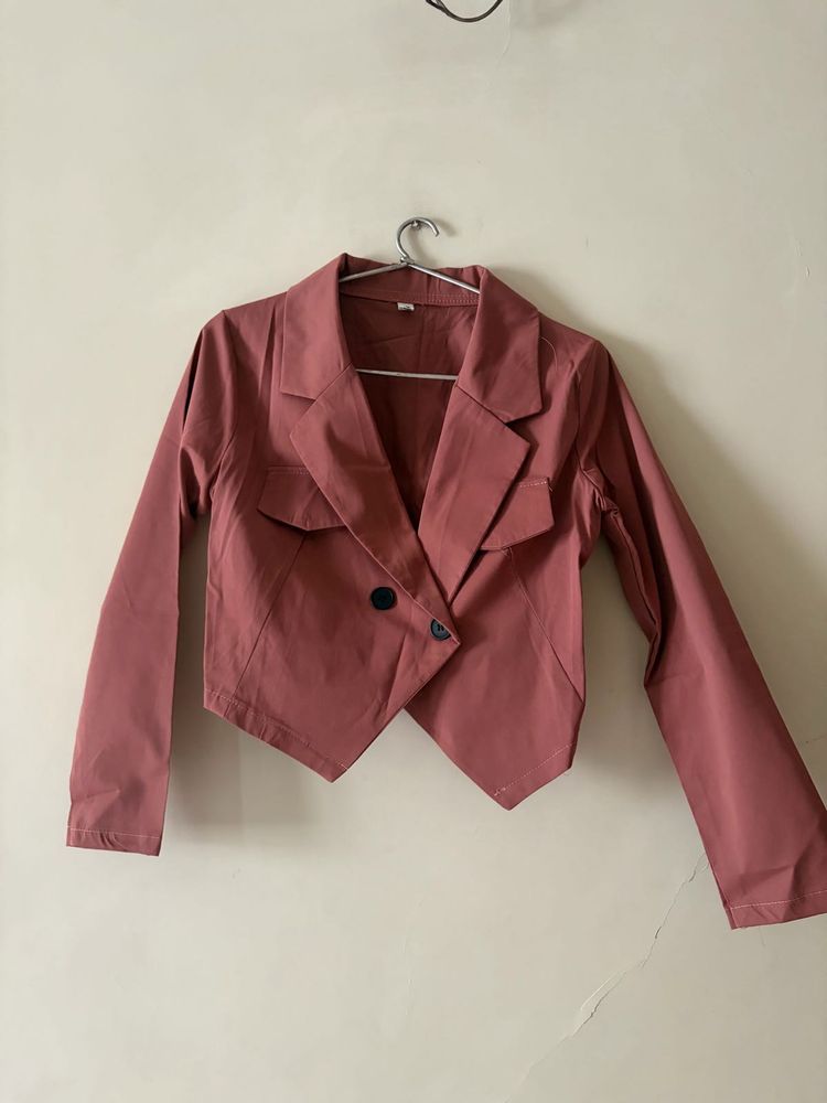 Rose Pink Cropped Blazer