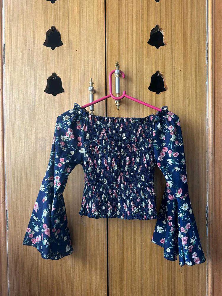 Floral Smocked Off-Shoulder Top