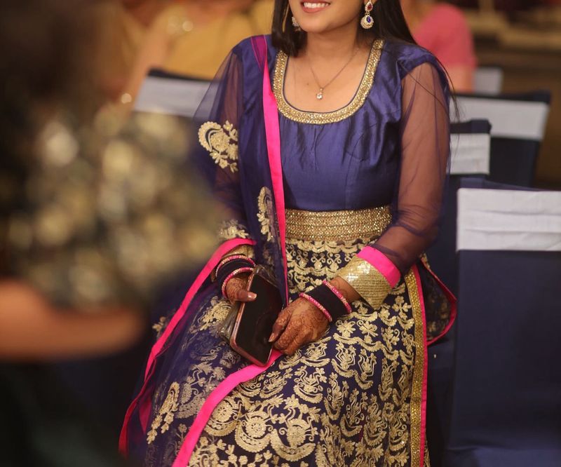 Elegant Blue &amp; Gold Lehenga Choli