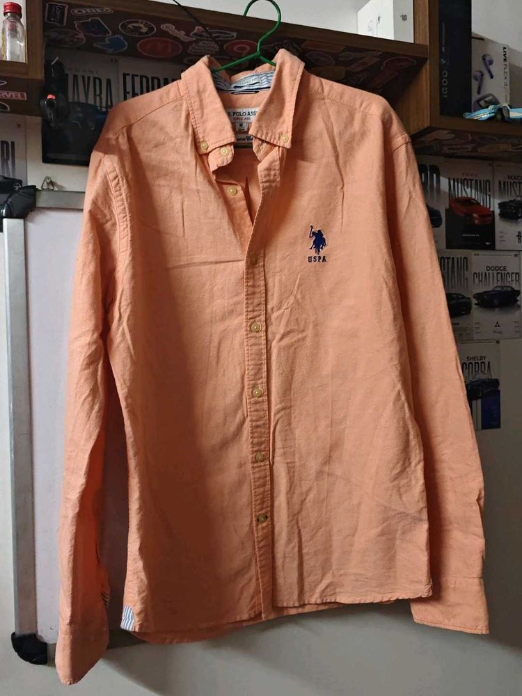Men's Polo Assn. Peach Button-Down Shirt