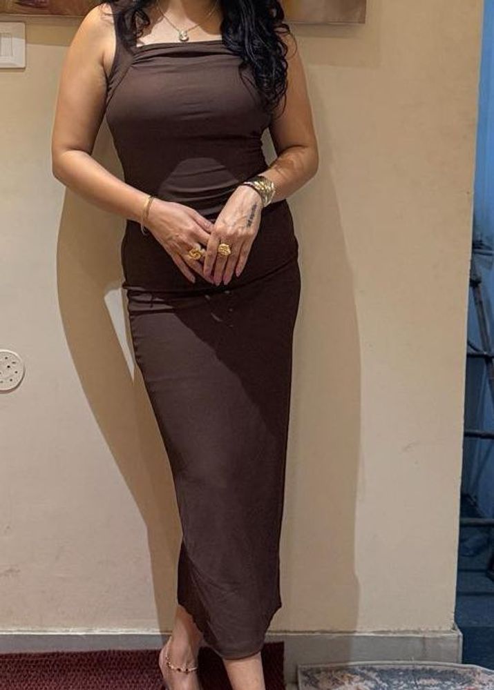 Elegant Brown Midi Dress