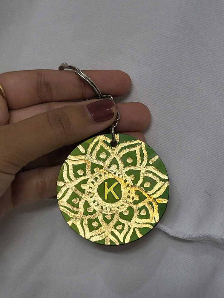 Monogrammed Mandala Keychain