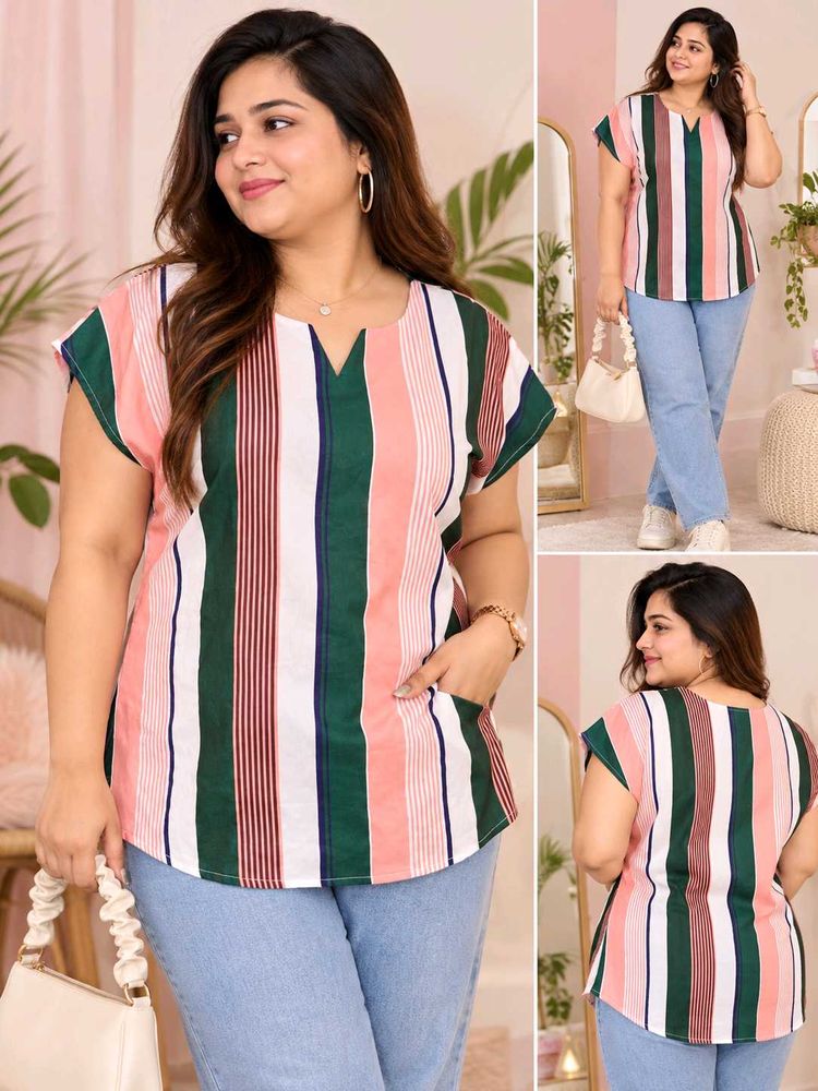Striped Casual V-Neck Top