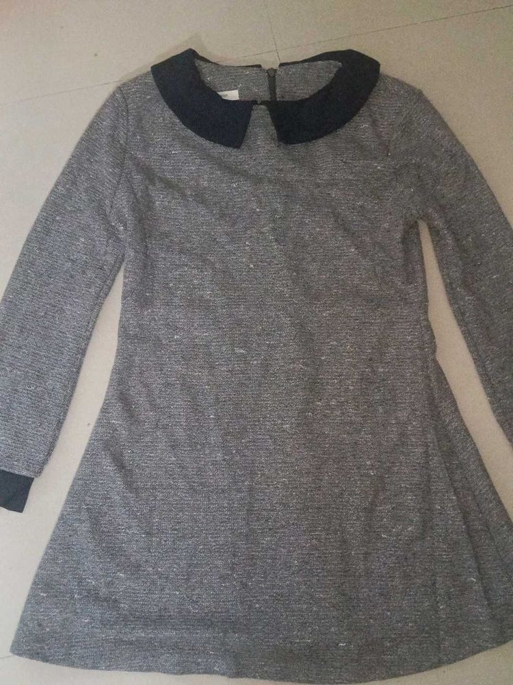 Grey Peter Pan Collar Dress