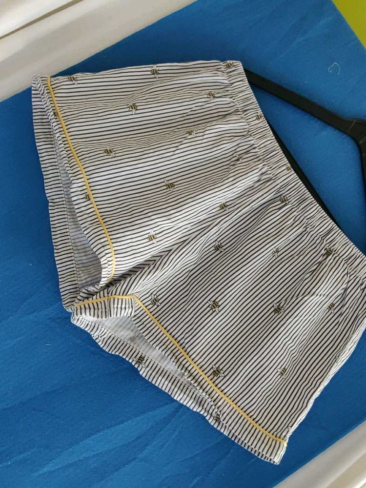 Cute Bee Striped Pajama Shorts