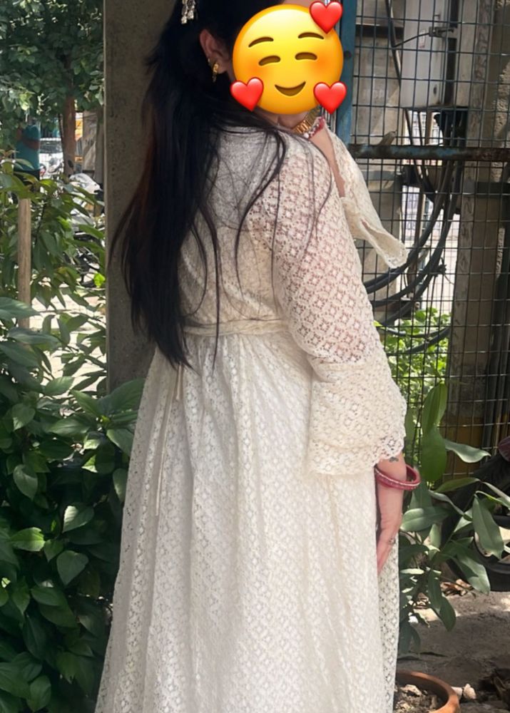 white net ankle length dress