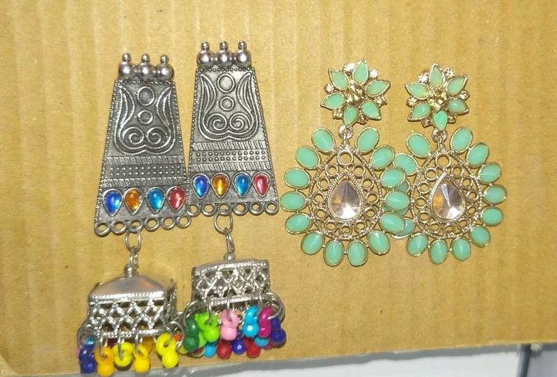 Ethnic Jhumka Green + colourful