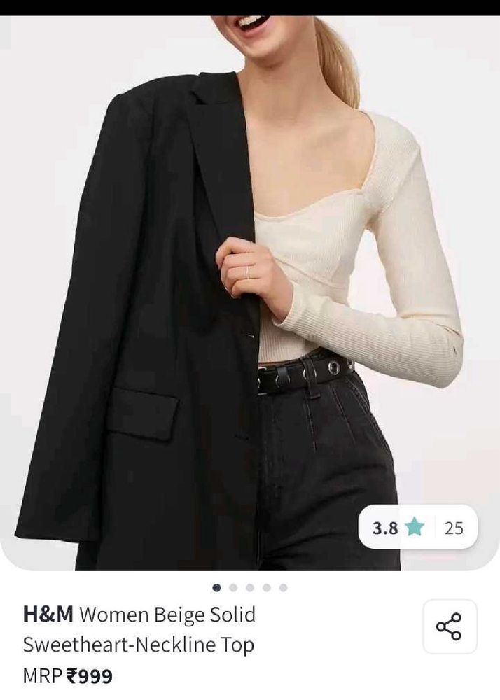 H&amp;M Beige Sweetheart Top
