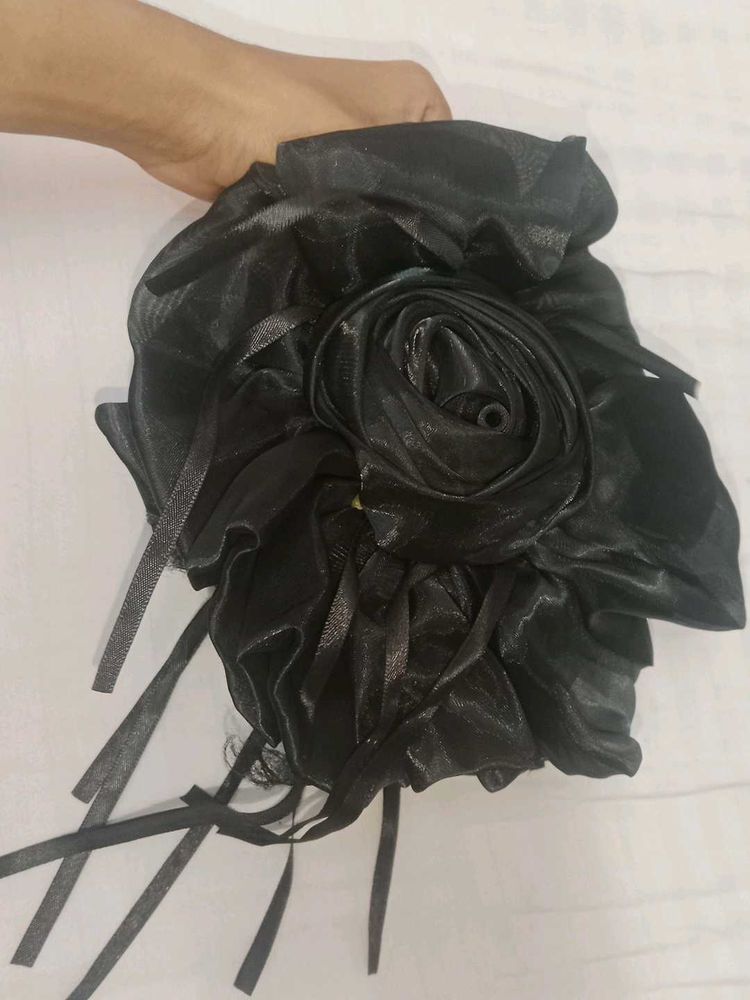 Elegant Black Rose Hair Accessory