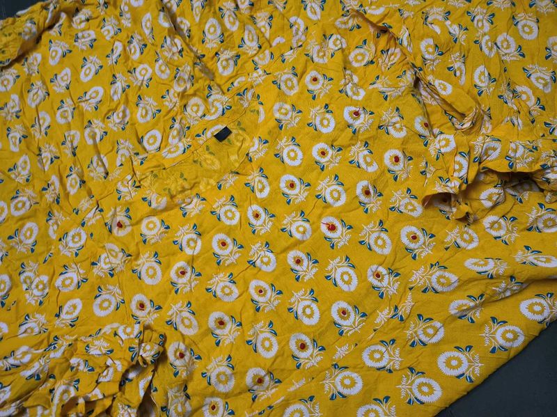 Yellow Anarkali Kurti 💛