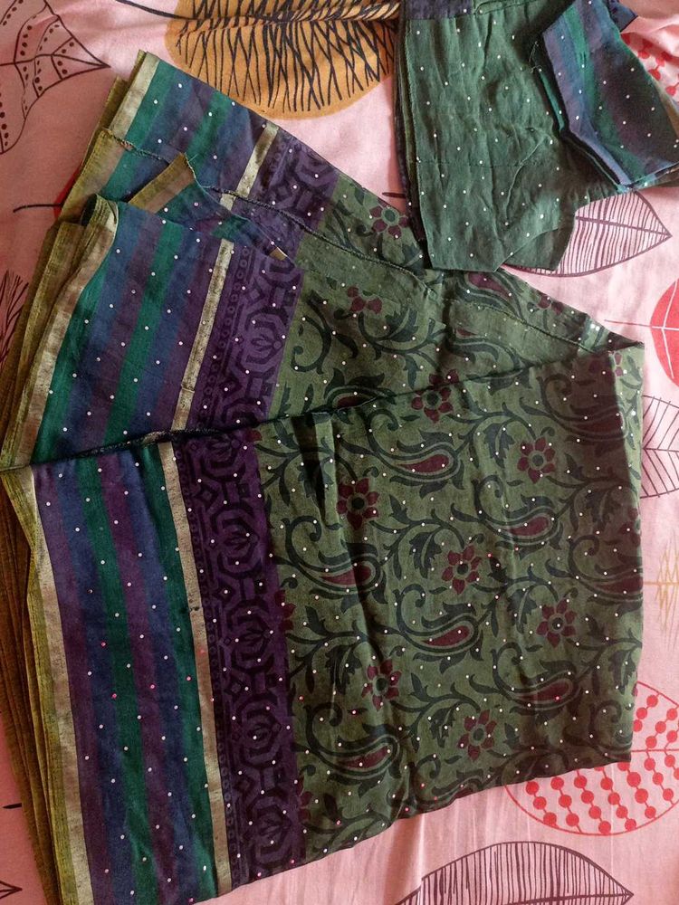 Green Saree With Blouse