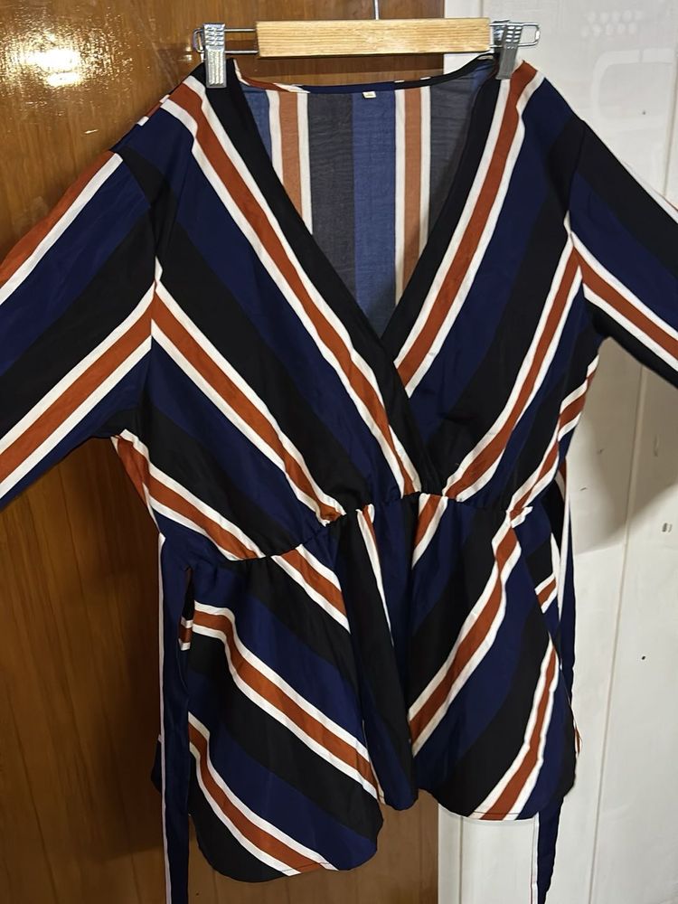 Striped Wrap Top