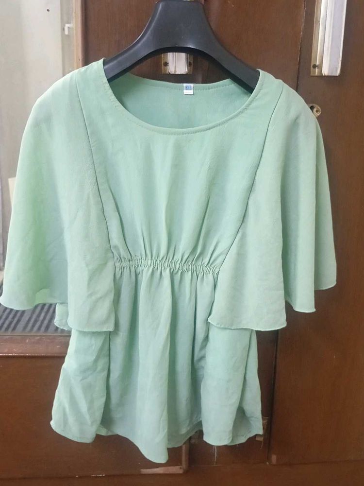 Stylish Mint Green Ruffled Top
