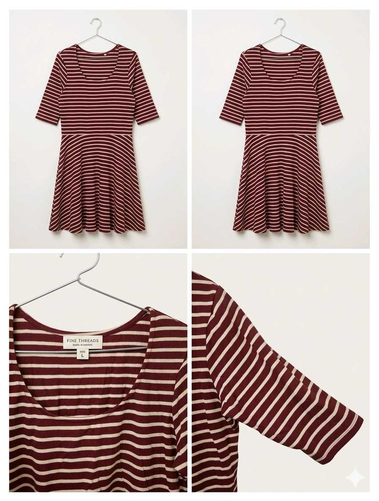 Maroon Striped Fit and Flare Dress