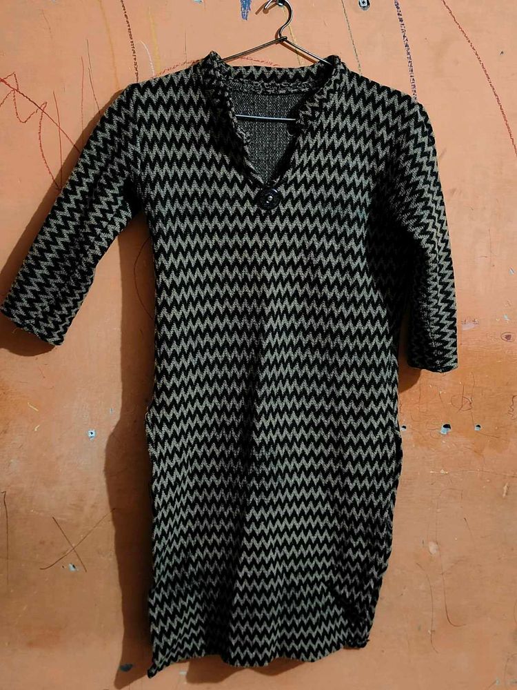 Stylish Black &amp; Grey Zigzag Kurta