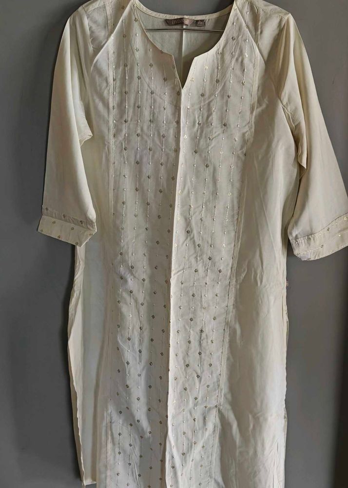 Elegant Cream Kurta with Sequins