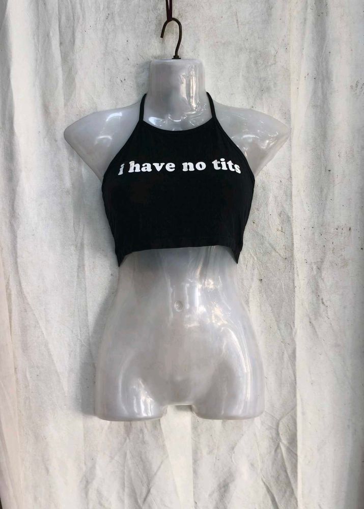 8810. Black Graphic Crop Top