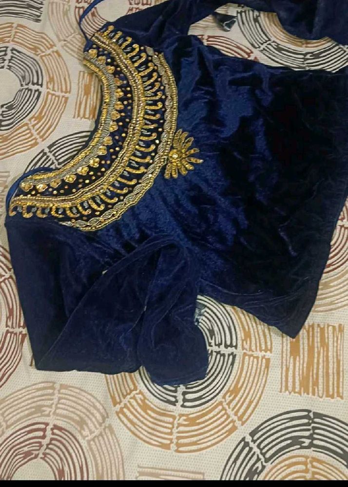 Embellished Velvet Blouse