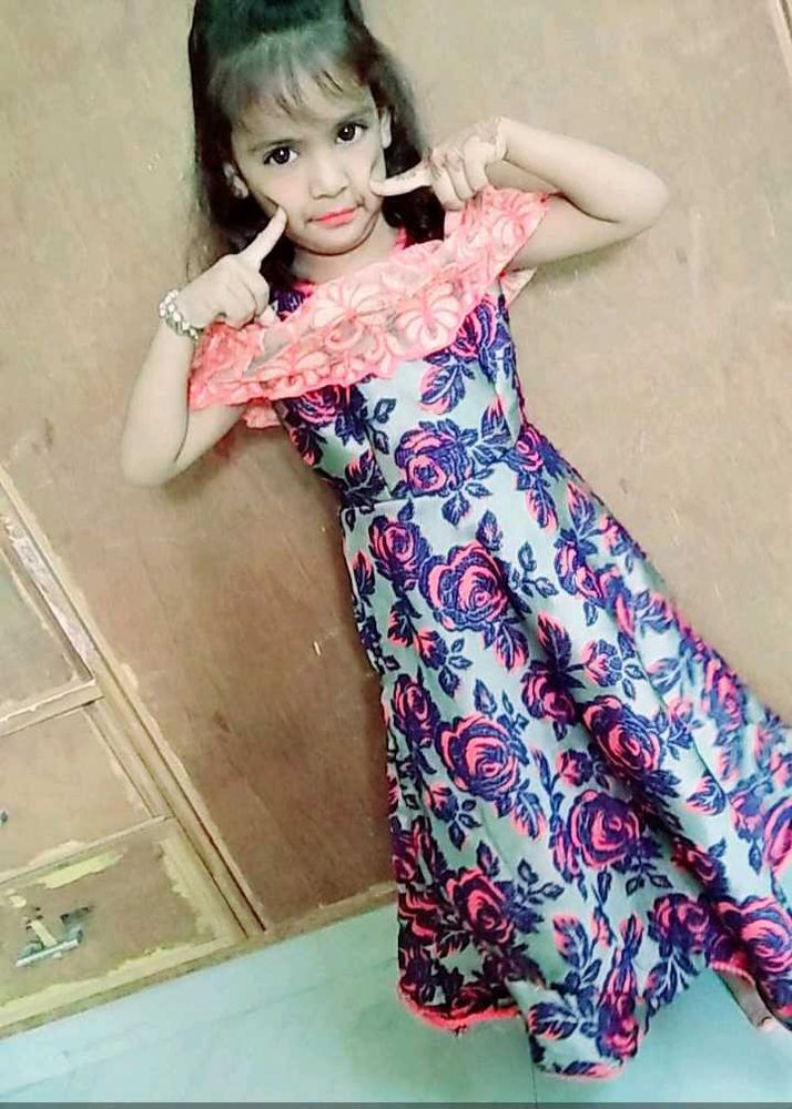 Floral Print Girls' Party Dress