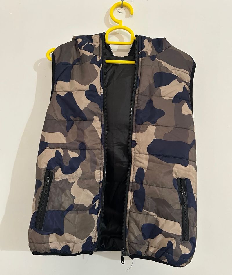 Camouflage Puffer Vest with Hood