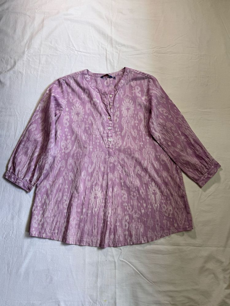 Purple Ikat Print Tunic Top