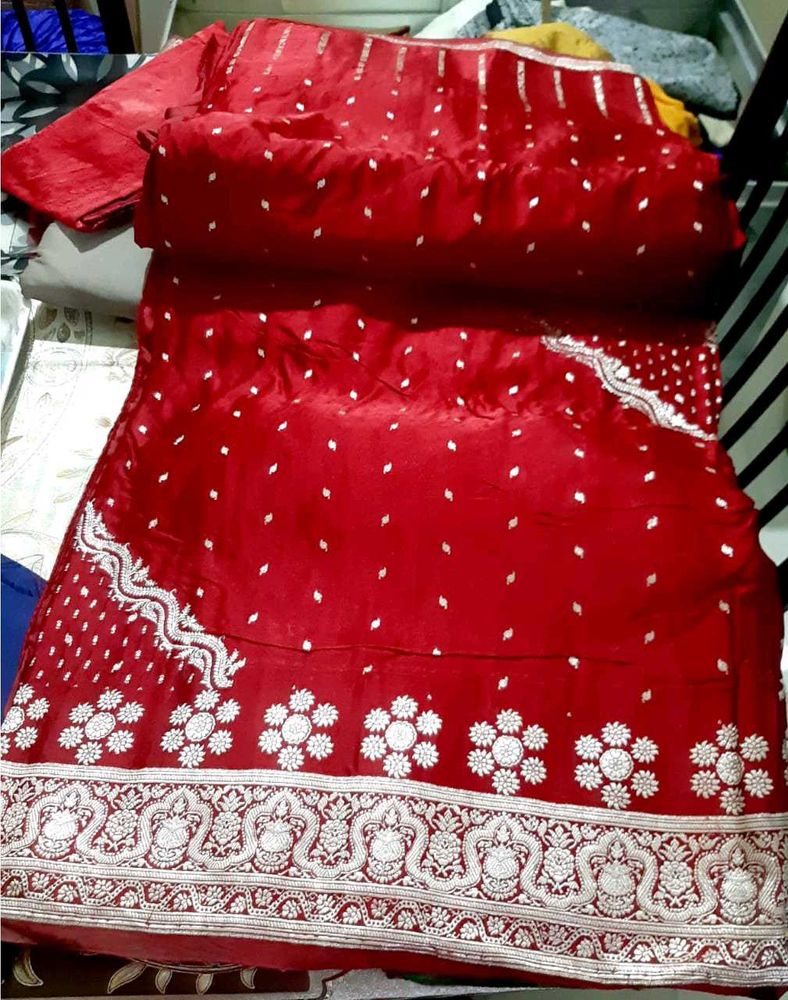 Stunning Red Embroidered Saree