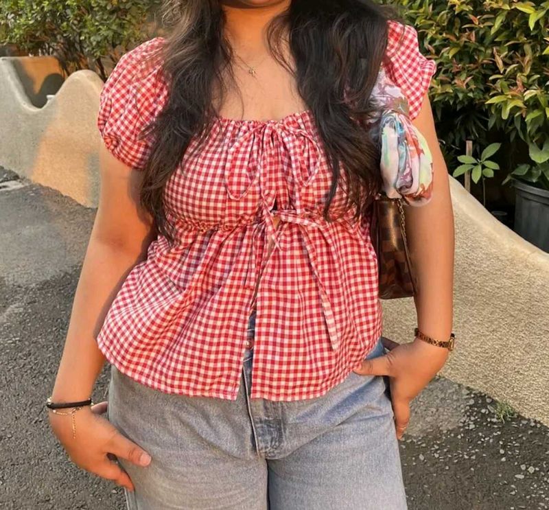 red checked top never worn