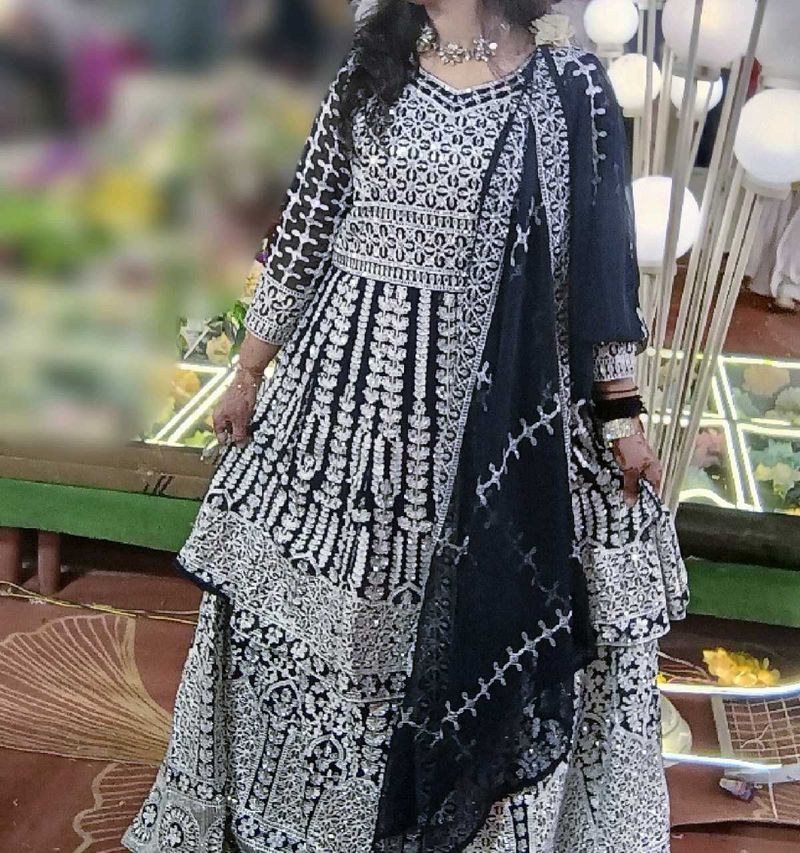 Bridal Engagement Skirt Kurti With Mirror Work