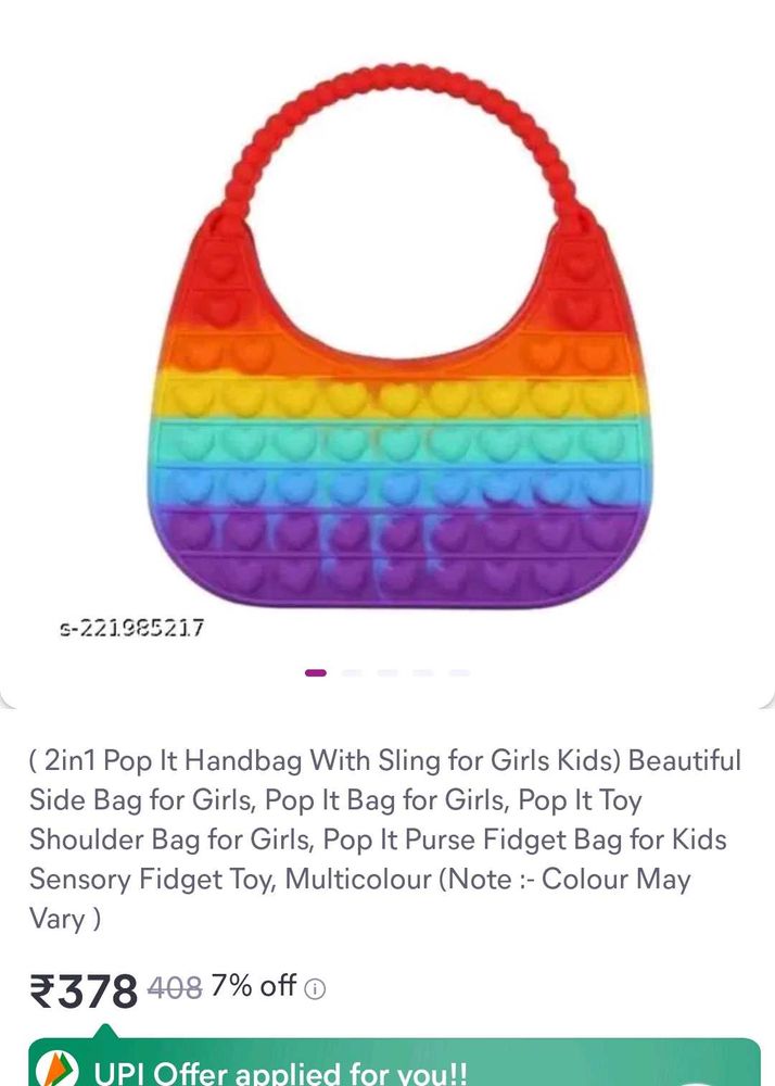 Silicone Pop it Sling bag for Girls