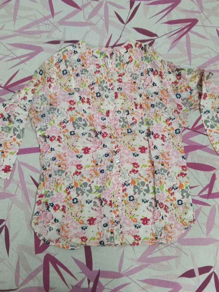 Floral Print Button-Up Top