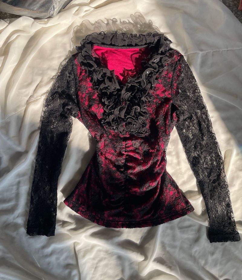 Gothic Lace Ruffle Top