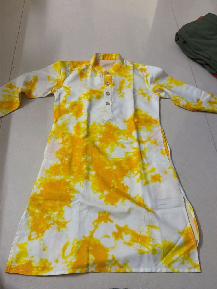 yellow Kurtha for festive